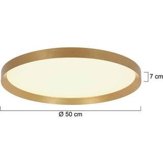 Flady loftlampe, guldfarvet, Ø 50 cm direkte/indirekte