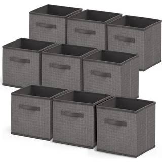 Nestl sammenfoldelige 9 kube opbevaringskasser til opbevaring - stofkurve med hndtag - 11-tommer gr skabsspande til sovevrelseslegevrelse og