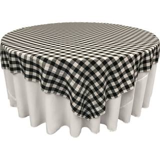 La Linen Polyester Gingham Checkered 90 med 90-tommer firkantet dughvide og sort