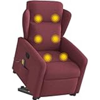 Løftestol Med Massage Stof Vinrød - Ja / Manuel tilbagelæningsfunktion