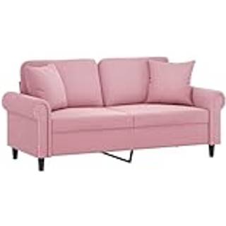2-personers sofa med pyntepuder 140 cm velour pink