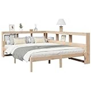 Seng Med Reol Uden Madras Massivt Fyrretræ - Naturfarvet / 160 x 200 cm