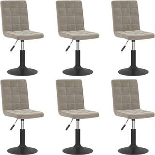 drejelige spisebordsstole 6 stk. fløjl lysegrå