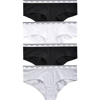 Next White/Black/Grey Short Cotton Logo Knickers 4 Pack