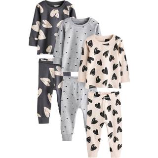 Next Charocal/Grey/Cream Heart Snuggle Pyjamas 3 Pack (9mths-16yrs)