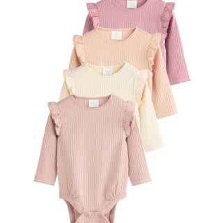 Next Pink/Cream Baby Long Sleeve Frill Bodysuits 4 Pack (0mths-2yrs)