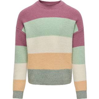 Kids Only Heather Rose/birds Egg/birch/caramel Cream/hedge Green Melange Stribet Pullover Striktrøje