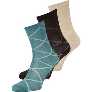 Diamond Glitter 3-pak Strømper, Off-White/Brown/Blue, 37/39