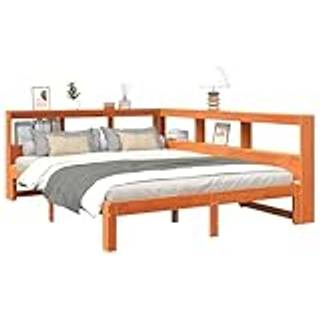 Seng Med Reol Uden Madras Massivt Fyrretræ - Gyldenbrun / 140 x 190 cm