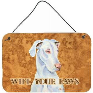 """" Caroline's Treasures White Great Dane Tør dine Paws Aluminium Metal Wall eller Door Hanging Prints 8 X 12 """" """" """"