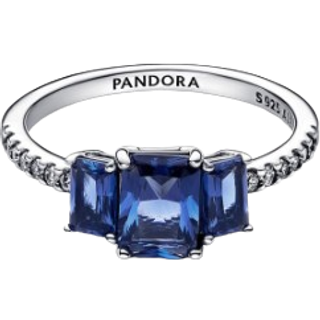 Pandora Blue Rectangular Trio Sparkling Ring - 52