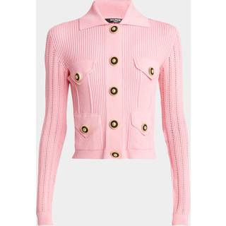Balmain Ribbed-knit cardigan - pink - XL