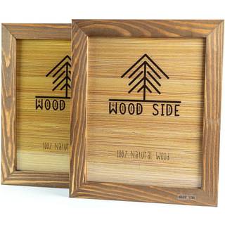 Rustik træbillede Ramme 5x7 tommer - Sæt med 2- Naturligt nødlidende træ med ægte glas til væg og bordplade - Valnød