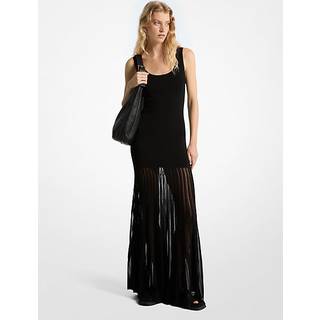 MK Stretch Viscose Blend Sheer Maxi Dress - Black - Michael Kors - XS