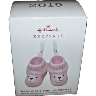 Hallmark keepsake julepynt 2019 ?r dateret baby piger f?rste jul lyser?d bamse booties