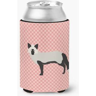 """" Caroline's Treasures Silver Fox Pink Check Decorative Can Hugger Multicolor """"
