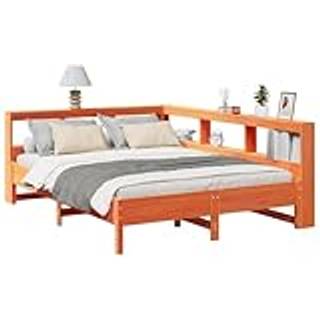 Seng Med Reol Uden Madras Massivt Fyrretræ - Gyldenbrun / 135 x 190 cm