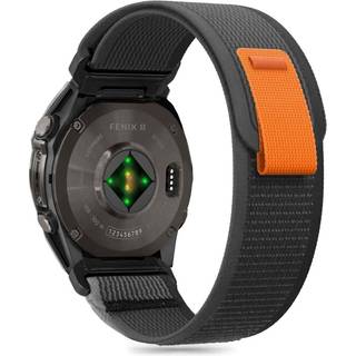 Universal Garmin 26mm QuickFit Tech-Protect Nylon Rem - Sort / Orange
