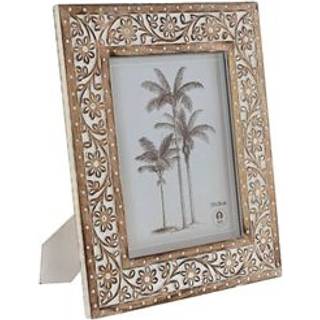 Fotoramme Home ESPRIT Hvid Natur Krystal Mangotræ Indianer mand 31,5 x 2 x 36,5 cm