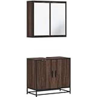 Møbelsæt Til Badeværelse 2 Dele Konstrueret Træ - Brun eg