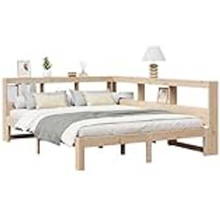 Seng Med Reol Uden Madras Massivt Fyrretræ - Naturfarvet / 160 x 200 cm