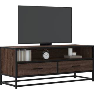 tv-bord 100x34,5x40 cm konstrueret træ metal brun egetræsfarve