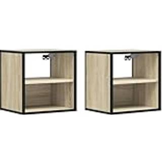 væghængte sengeborde 2 stk. 40x31x39,5 cm sonoma-eg