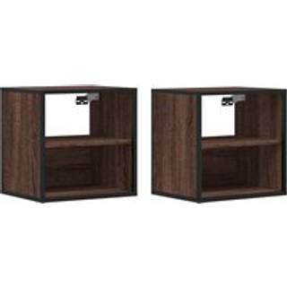 væghængte sengeborde 2 stk. 40x31x39,5 cm brun egetræsfarve