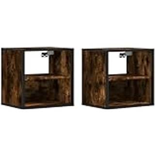 væghængte sengeborde 2 stk. 40x31x39,5 cm røget egetræsfarve