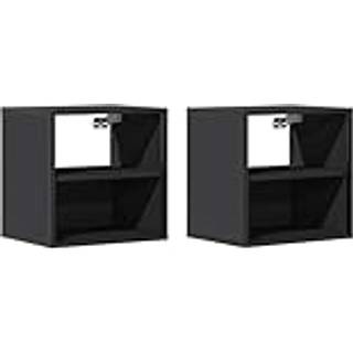 væghængte sengeborde 2 stk. 40x31x39,5 cm sort