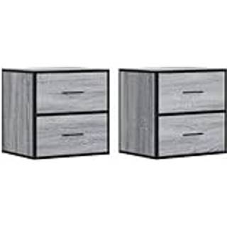 væghængte sengeborde 2 stk. 40x31x39,5 cm grå sonoma-eg