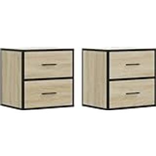 væghængte sengeborde 2 stk. 40x31x39,5 cm sonoma-eg