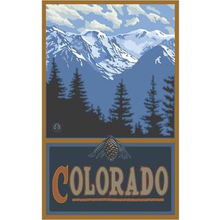 Colorado Snowy Mountain Ridges Giclee Art Print Poster fra rejsekunst af kunstneren Paul A. Lanquist 24 """" X 36 """"