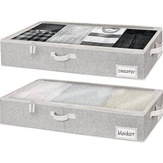 Storageworks underbed opbevaringsboks underbed tøj opbevaringsbakke til tøjtæpper og sko sammenfoldelige underbede poser grå stor 2 pakke