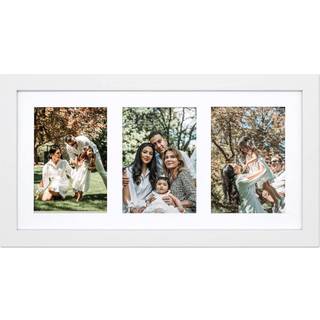 Golden State Art 9x18 Hvid tr?ramme - Hvid m?tte til tre 5x7 billeder - Sawtooth -b?jler - drejelige faner - v?gmontering - landskab/portr?t - ?g