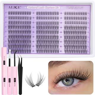 ALICE Natural Lash Clusters Kit Wispy Lash Extension Kit Thin Band Cluster Eyelash Extension Kit 270 stk. C Curl 10-14mm individuelle vipper med