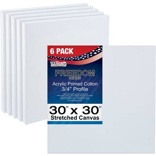 U.S. Art Supply 30 x 30 tommer strakt lrred 12-Ounce Triple Primed 6-Pack - Professionel kunstnerkvalitet hvid blank 3/4"""" profil 100 % bomuld H