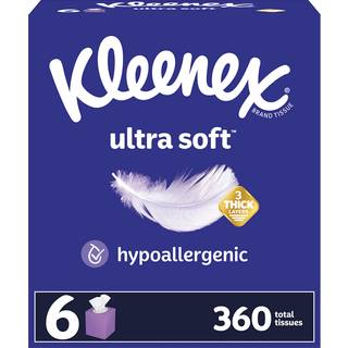Kleenex ultra bl?dt ansigtsv?v 6 terningbokse 60 v?v pr. Boks 3-lag (360 samlet v?v) emballage kan variere
