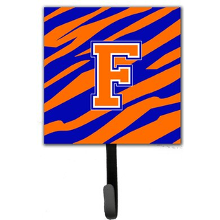 """" Caroline's Treasures CJ1023-fsh4 brev f indledende monogram-tiger stribe-blå orange snorholder eller nøgle krog lille multicolor """"