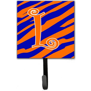"""" Caroline's Treasures CJ1036-LSH4-brev l Initial Tiger Stripe Blue og Orange Leash Holder eller Key Hook Small Multicolor """"