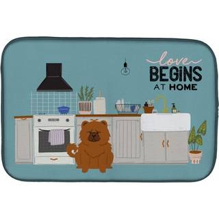 """" Caroline's Treasures CK7846DDM Red Chow Kitchen Scene Dish-Drying-Mats 14 X 21 Multicolor """"