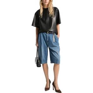 MK Pleated Bermuda Denim Shorts - Blue - Michael Kors - EU 42