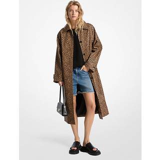 MK Cheetah Print Balmacaan Coat - Brown - Michael Kors - S