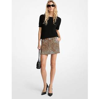 MK Cheetah Print Stretch Crepe Mini Skirt - Natural - Michael Kors - EU 34