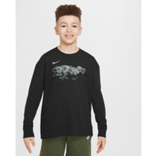 Langærmet Boston Celtics Essential Nike NBA Max90-T-shirt til større børn - sort