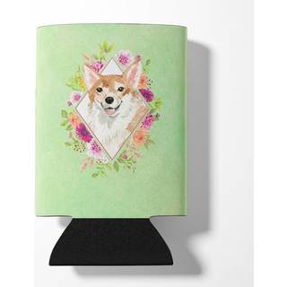 """" Caroline's Treasures CK4403CC Corgi Green Flowers kan eller flaske Hugger Cold-Beverage-Koozies 12 oz multicolor """"