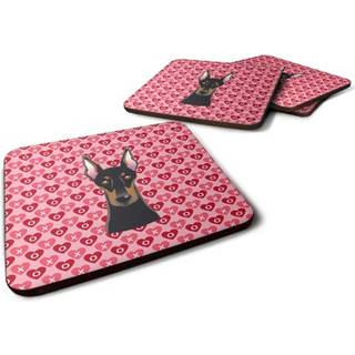 """" Caroline's Treasures Doberman Pinscher Hearts Foam Coaster Set på 4 3,5 multicolor """"