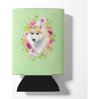 """" Caroline's Treasures CK4308CC Red Siberian Husky Green Flowers kan eller flaske Hugger Kold-bjælke-Koozies 12 oz multicolor """"