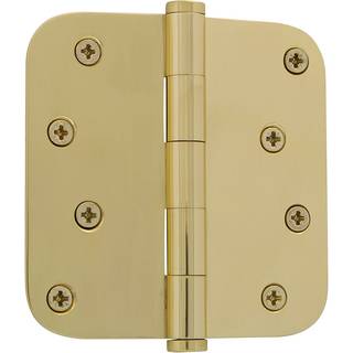 Grandeur Hardware Uncquered Brass 4 """" X 4 """" 819984 4 """" Knapspids bolig h?ngsel med 5/8 """" Radius hj?rner