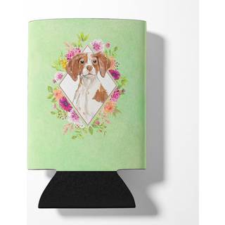 """" Caroline's Treasures CK4414cc Brittany Spaniel Green Flowers kan eller flaske Hugger Kold-bjælke-Koozies 12 oz multicolor """"